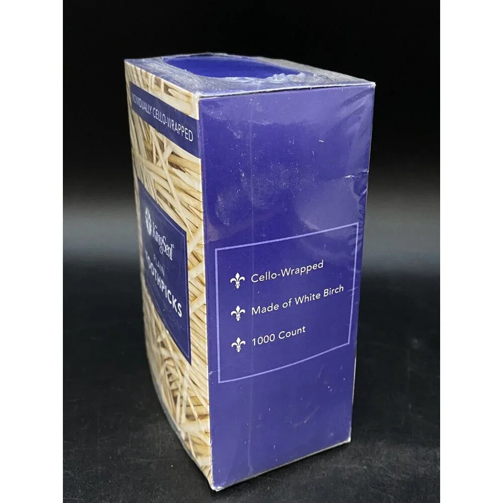Kingseal 1000 Count Individually Cello Wrapped Plain Birch Toothpicks